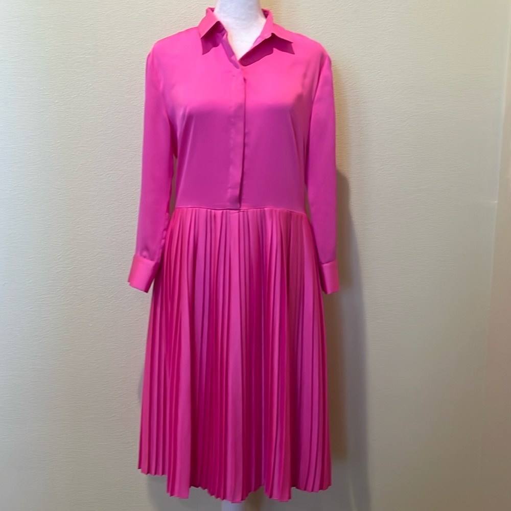NWT Banana Republic women’s size 4 pink pleated dress w/ long sleeves.